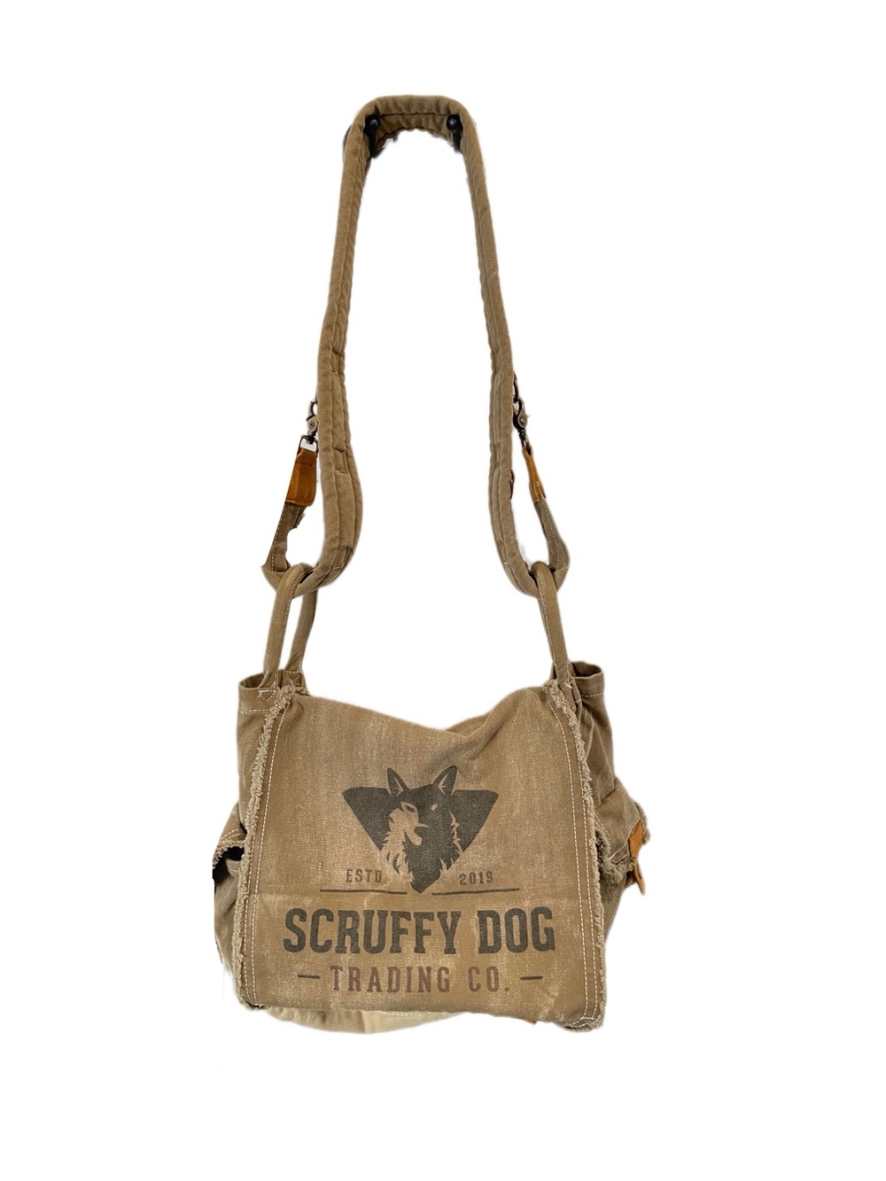 SCRUFFY DOG Crossbody Vintage Messenger Bag Unisex Satchel Bag Canvas Khaki
